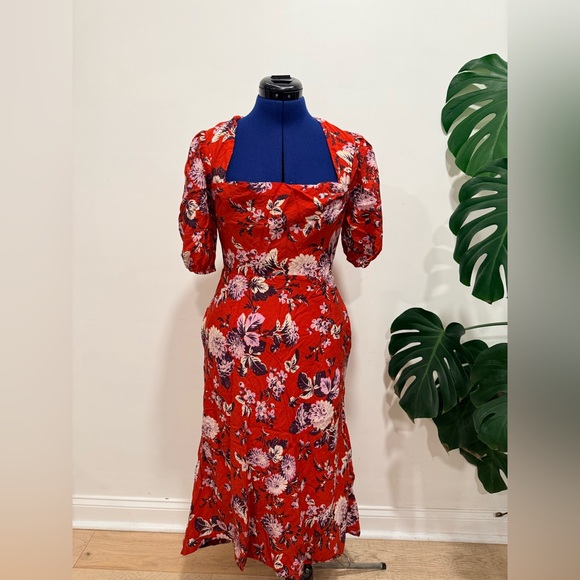 Anthropologie Dresses & Skirts - Anthropologie Red Floral Long Sleeve Dress
